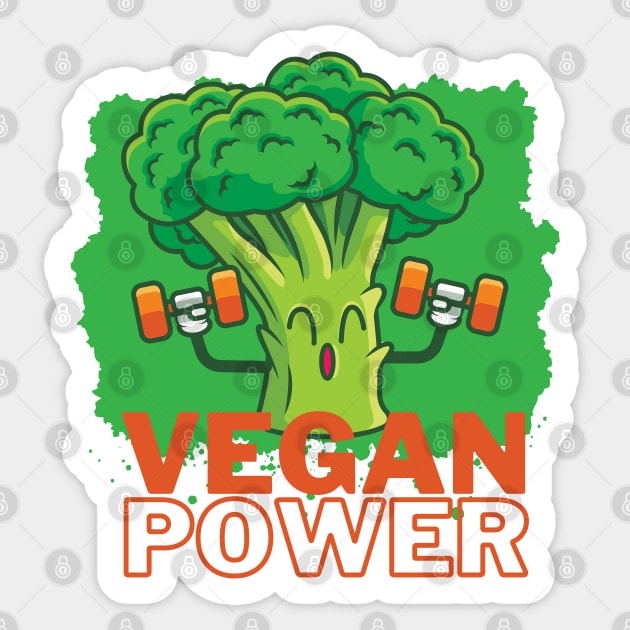 Vegan Power Broccoli Gym Sticker by DMS DESIGN